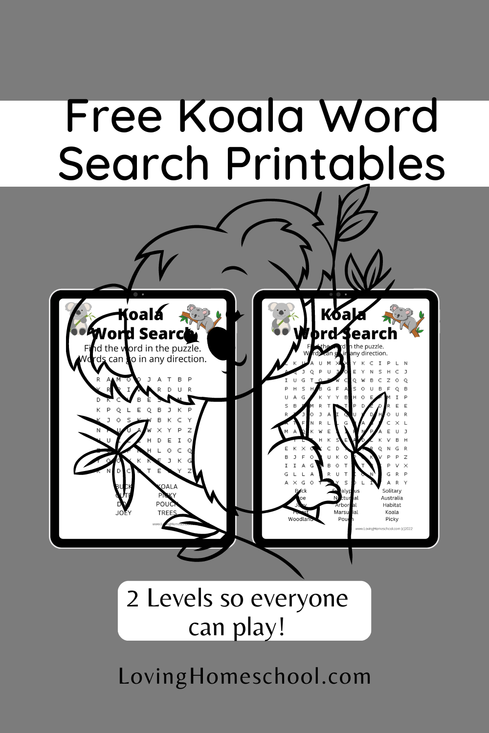 Koala Word Search Printables LovingHomeschool