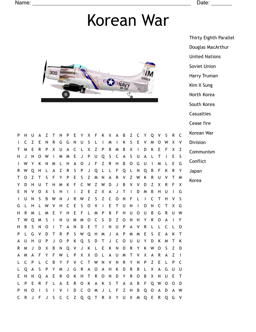 Korean War Word Search WordMint