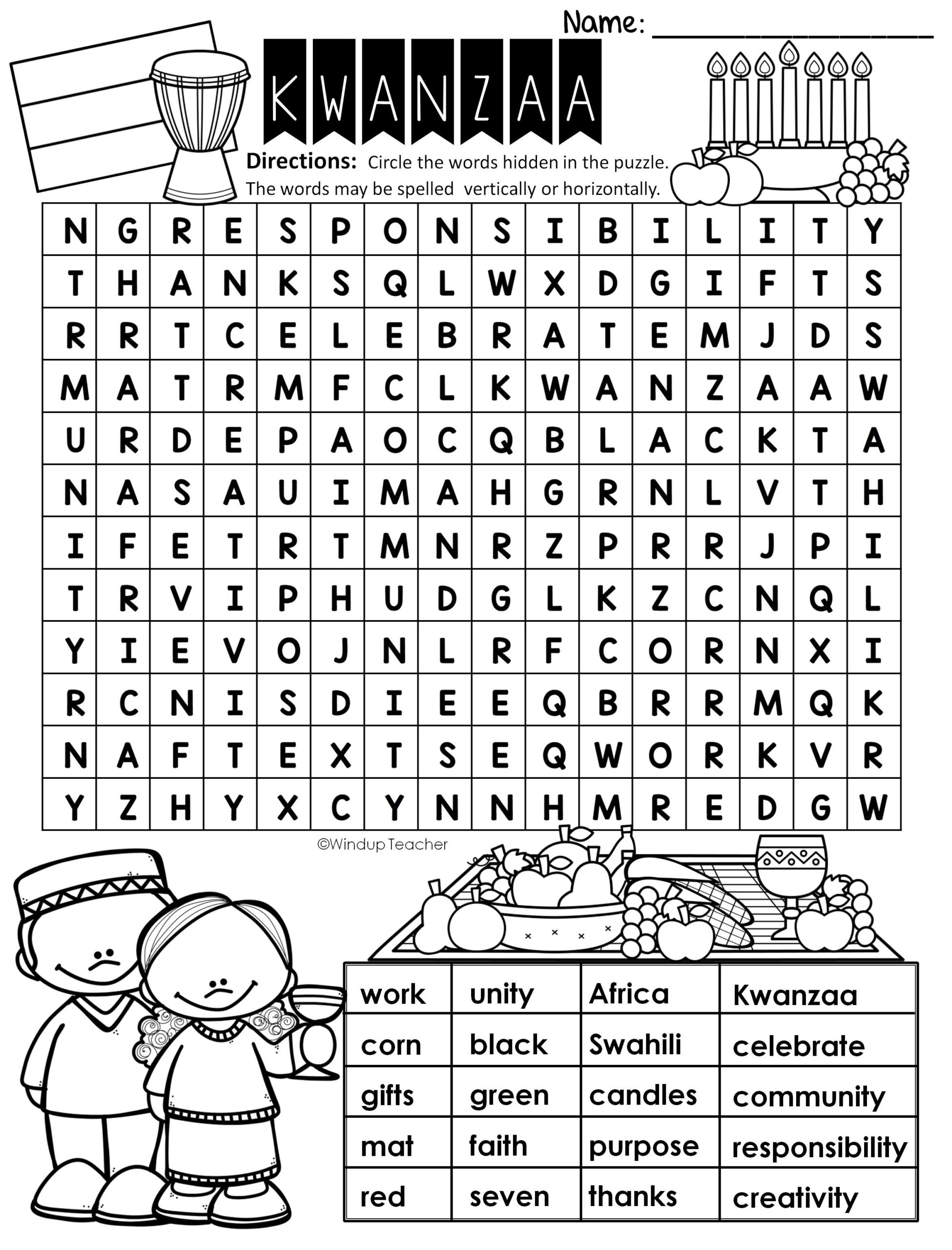 Kwanzaa Word Search EASY Puzzle Ready To Go Made By Teachers