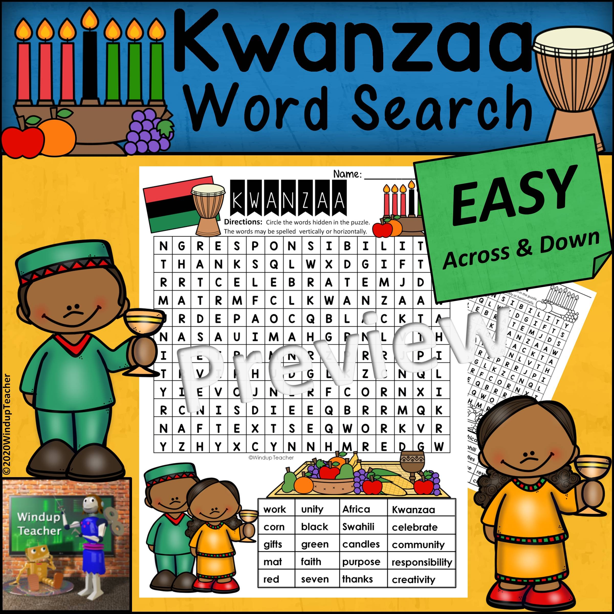 Printable Word Search Kwanza