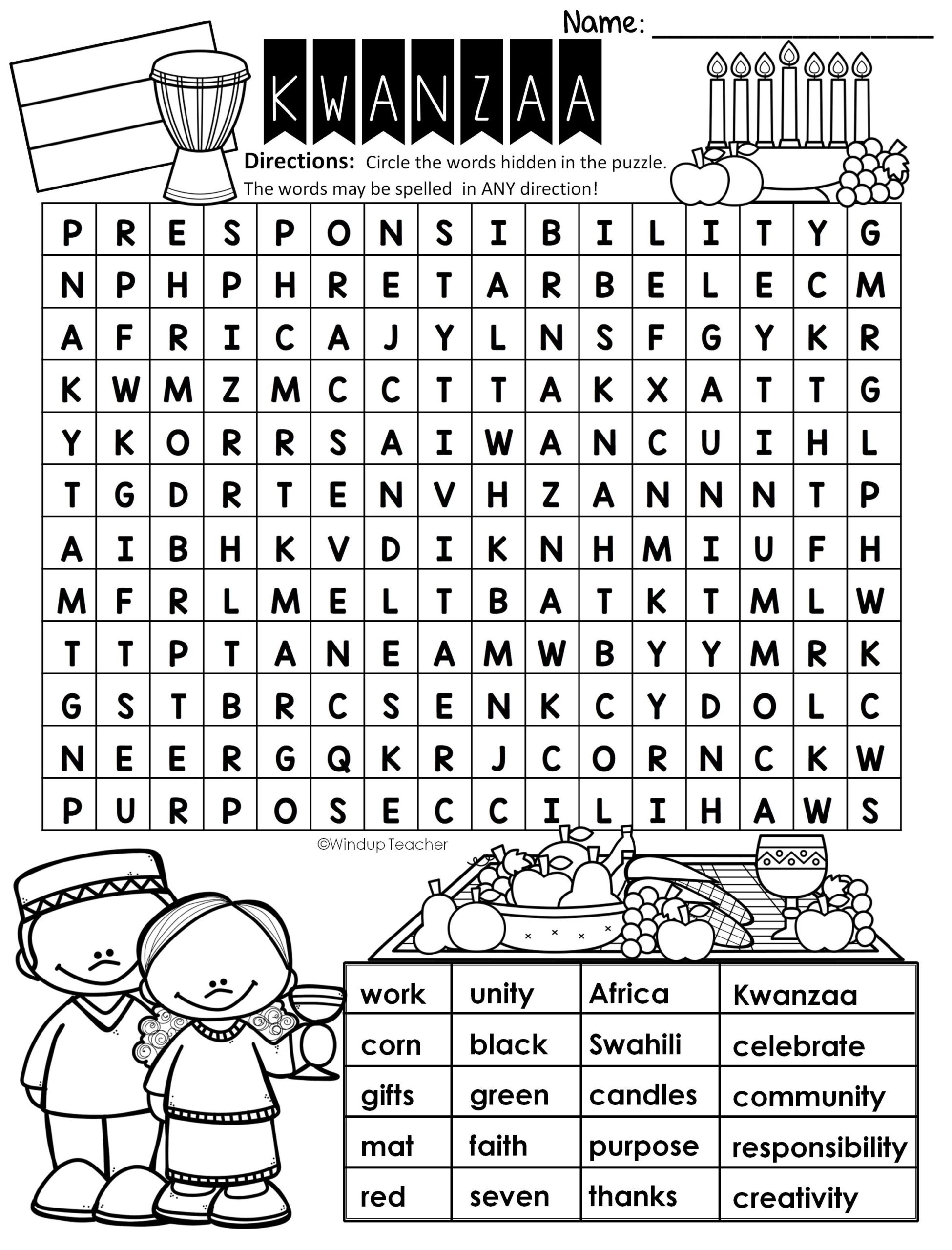 Kwanzaa Word Search HARD Puzzle Ready To Go Made By Teachers