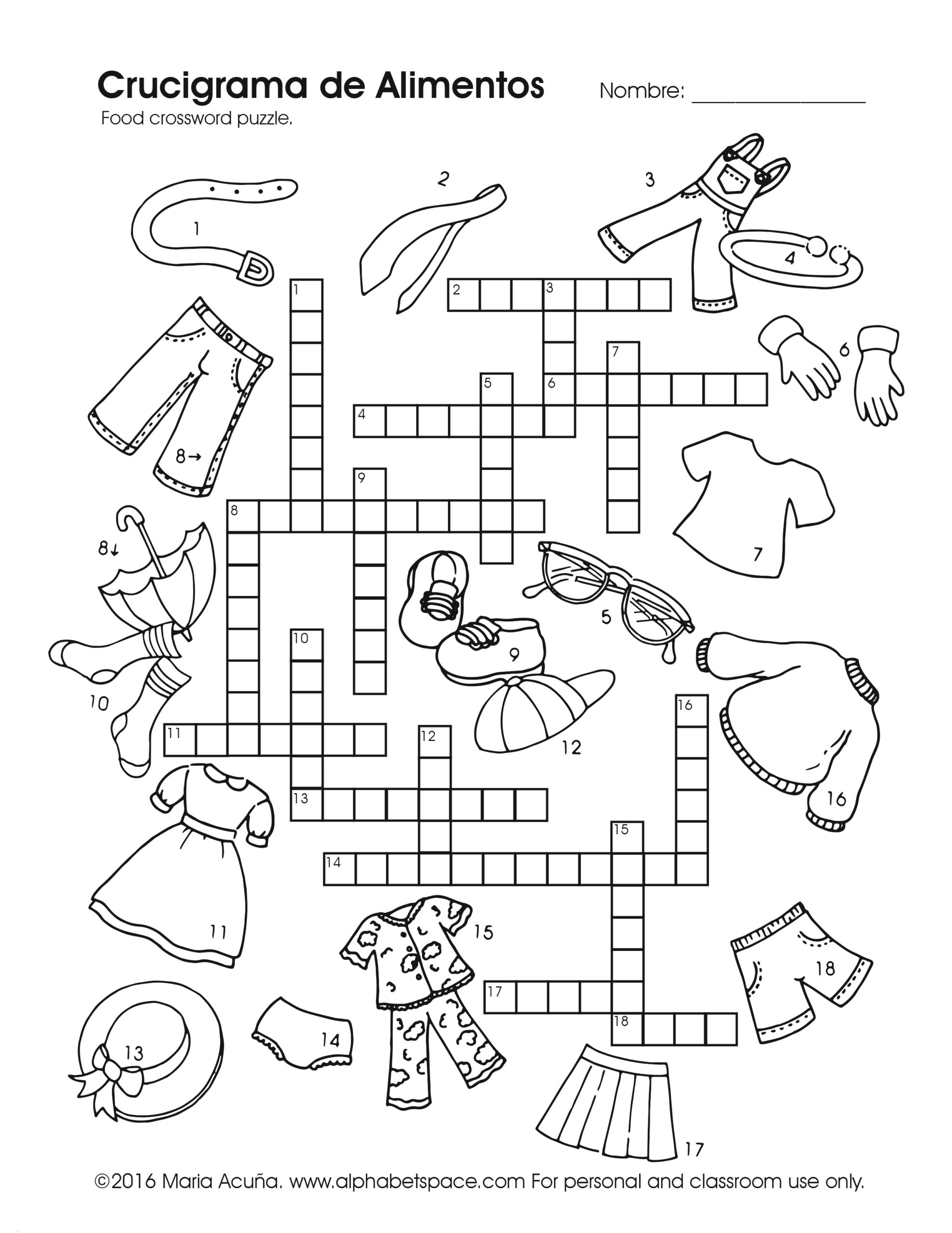 Spanish Word Search Ropa Printable Spanish Word Search Ropa Printable