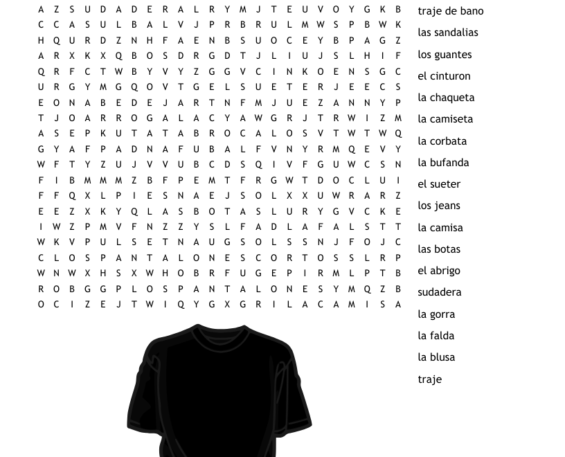 La Ropa Word Search WordMint