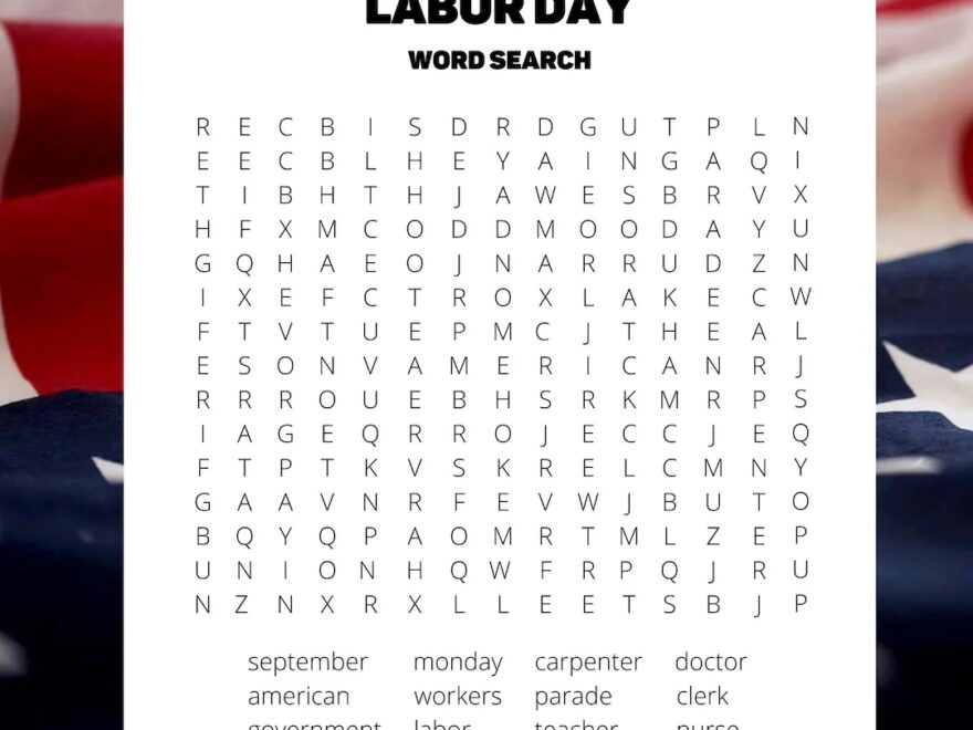 Labor Day Word Search Puzzle Etsy