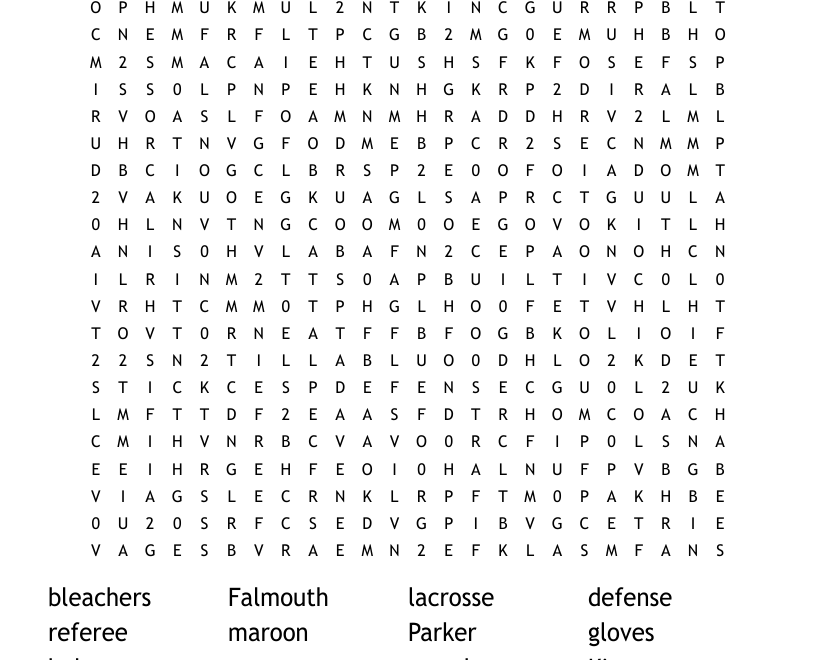 Lacrosse Word Search WordMint
