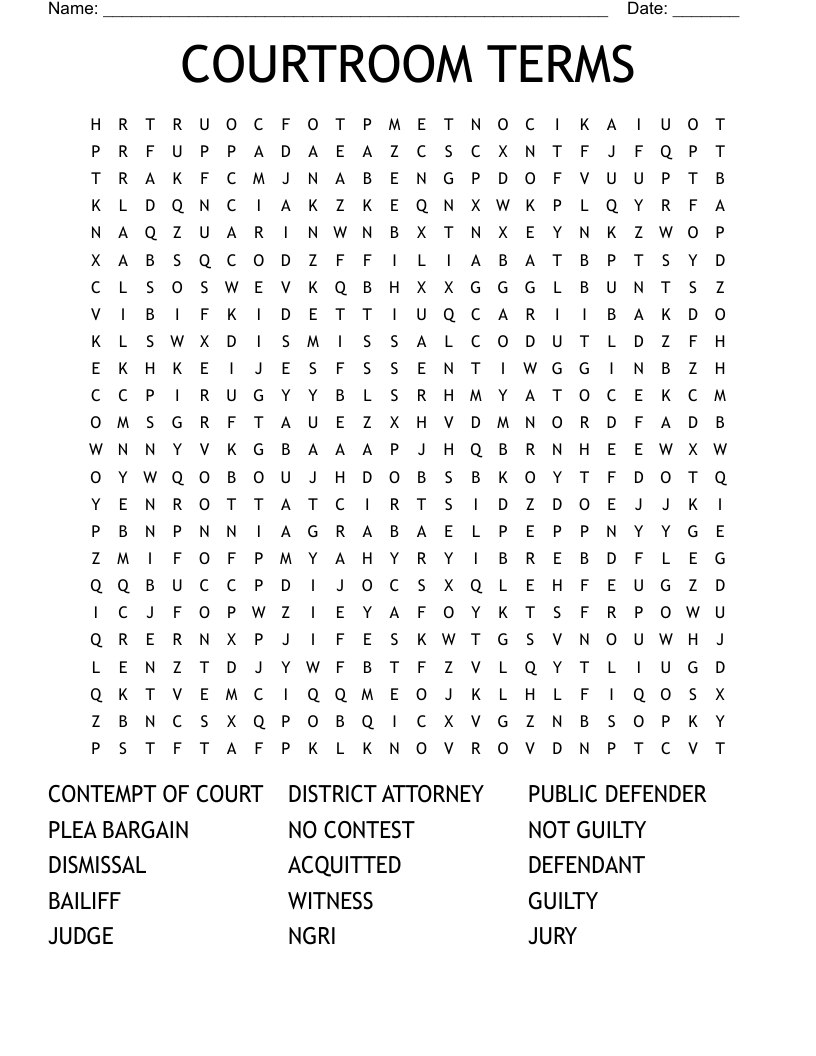 Legal Terms Word Search WordMint