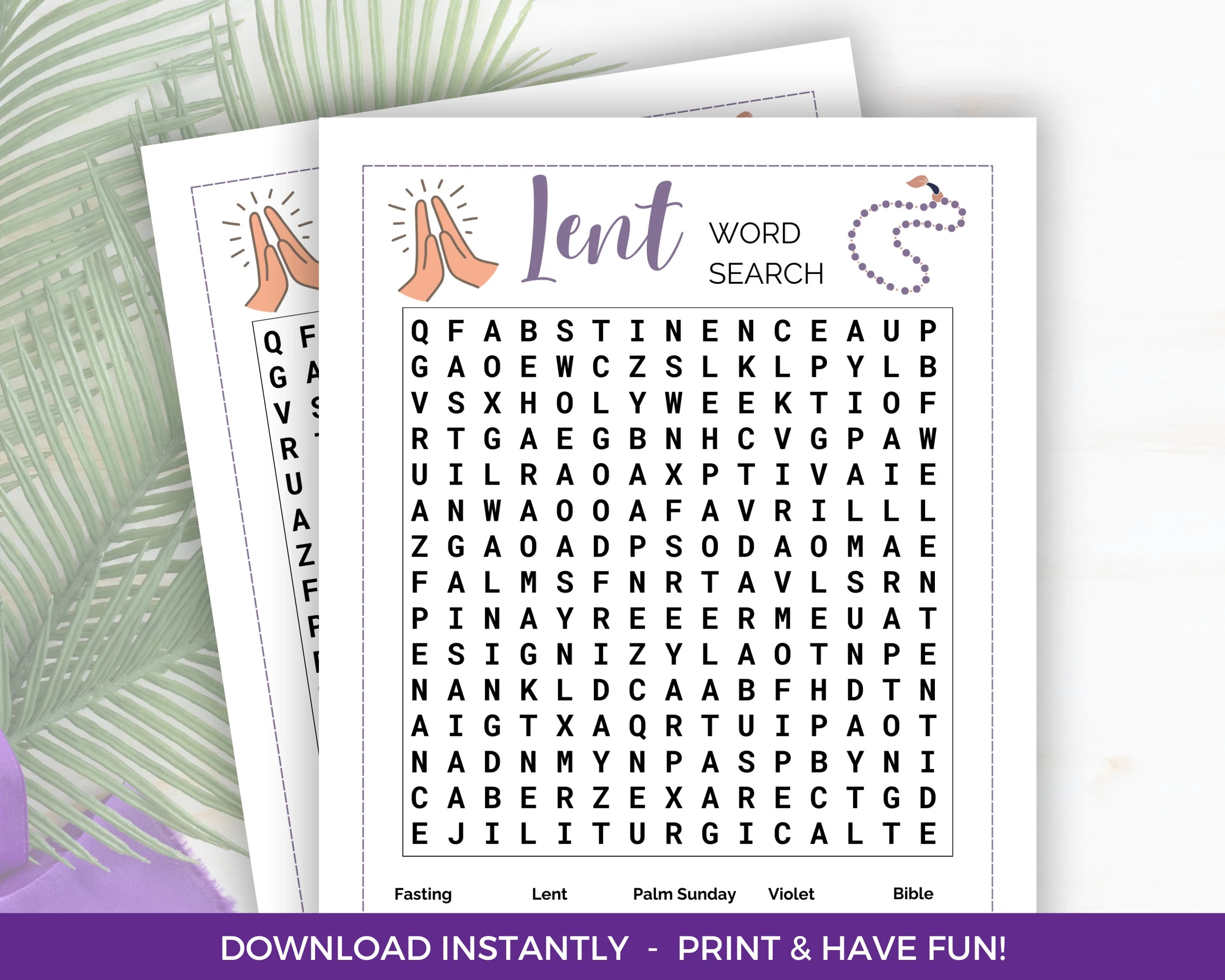 Lent Word Search Game Printable Lenten Activity Lent Party Game Easter Activity Christian And Catholic Lenten Game Bible Activity Etsy