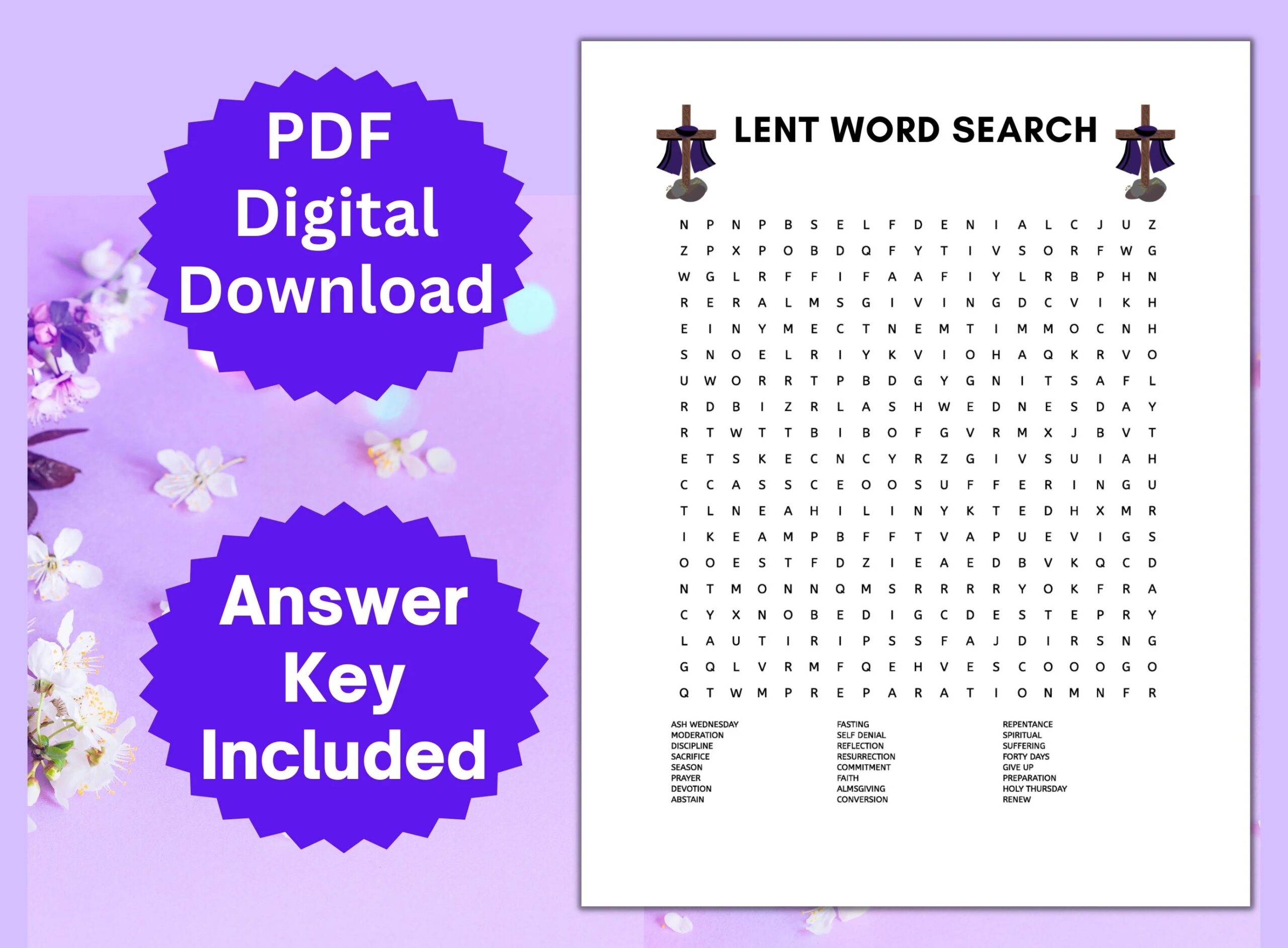 Lent Word Search Puzzle Lent Games And Activities Christian Games Etsy