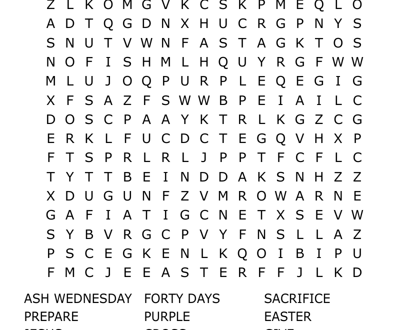 LENTEN WORD SEARCH WordMint