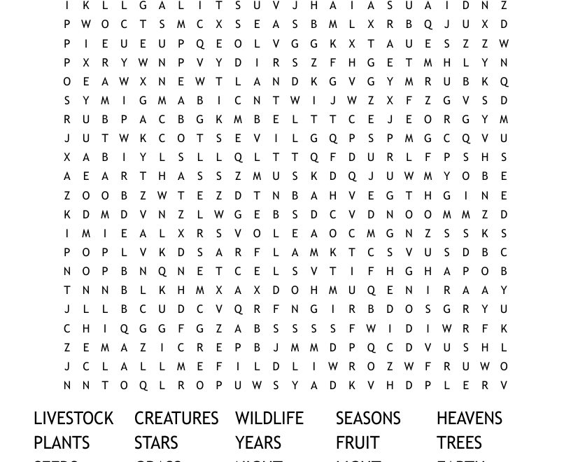 Lesson 2 The Beginning A Perfect Home Word Search WordMint