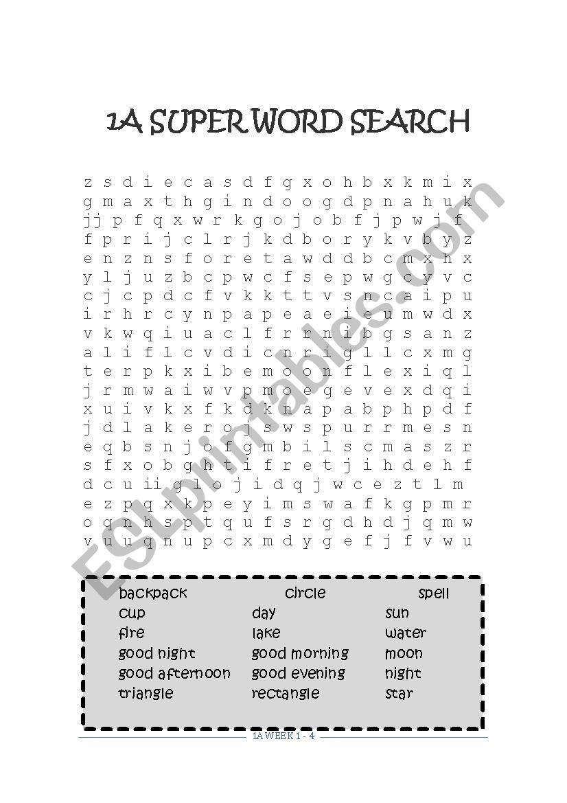 Level 1 Word Search ESL Worksheet By TeacherSteven123