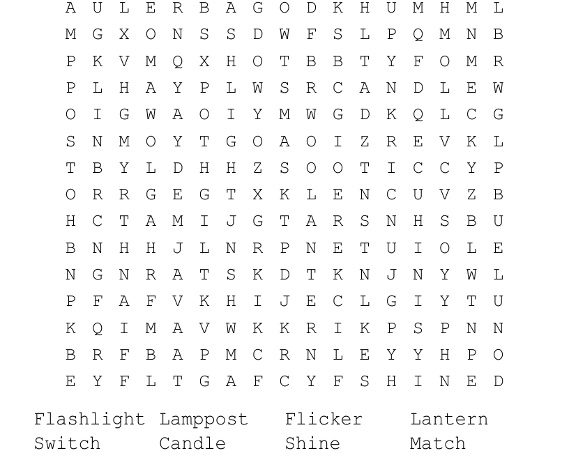 Light Of The World Word Search WordMint