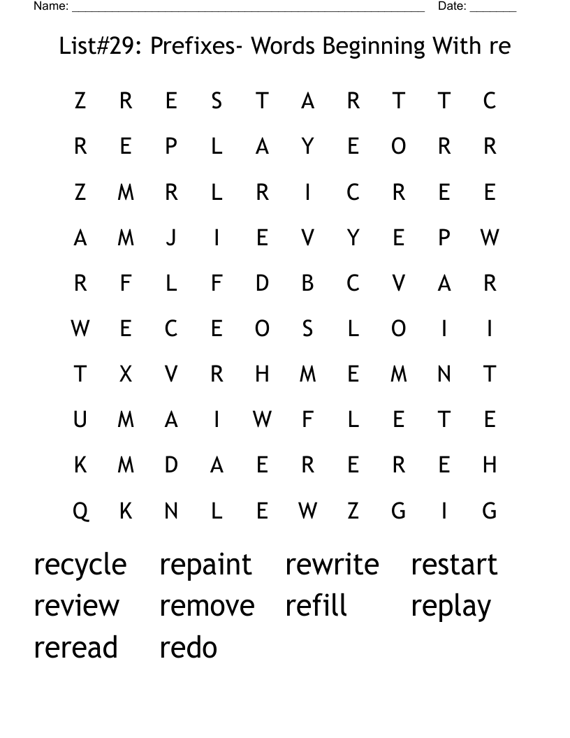List 29 Prefixes Words Beginning With Re Word Search WordMint