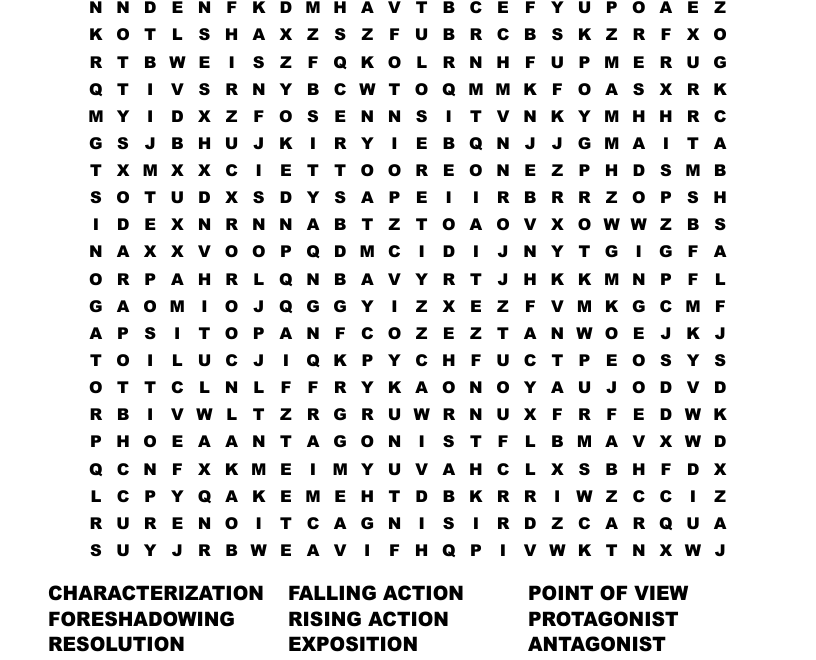 LITERARY TERMS Word Search WordMint