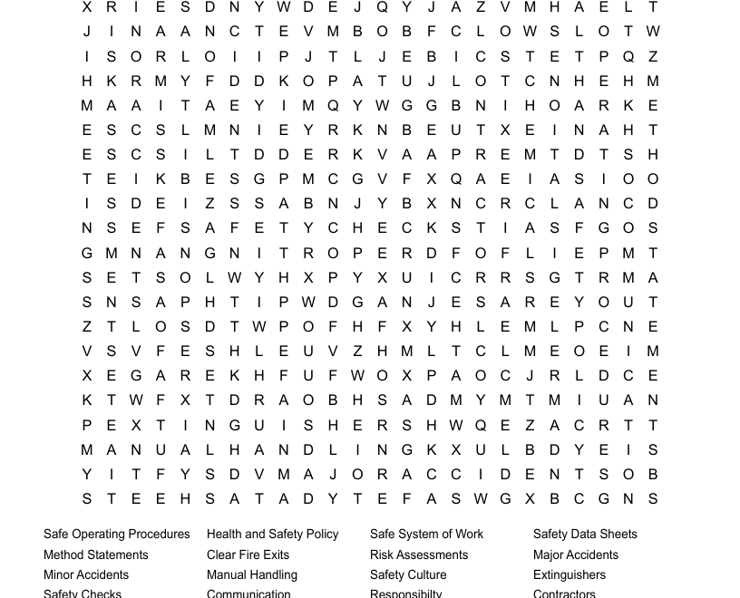 Livewires Health And Safety Word Search WordMint
