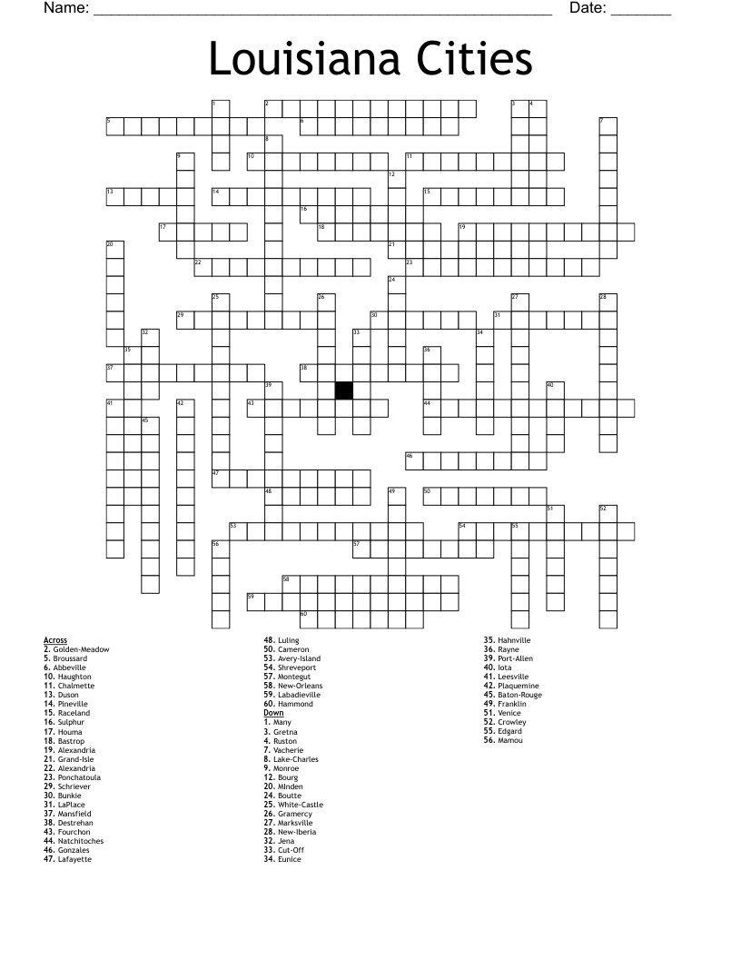 Louisiana Cities Word Search WordMint