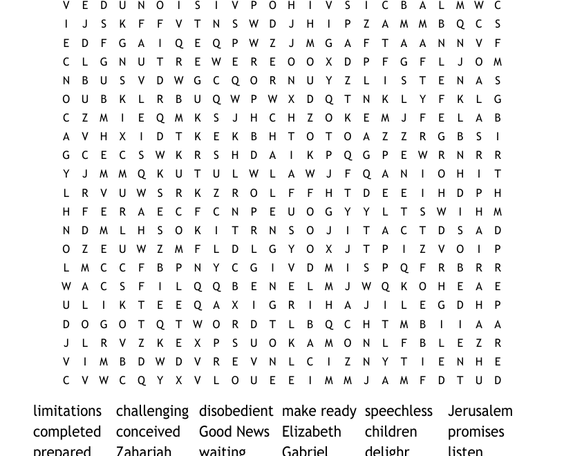Luke 1 1 25 Word Search WordMint
