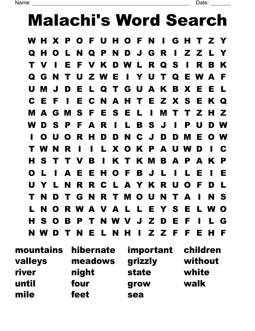 Malachi s Word Search WordMint