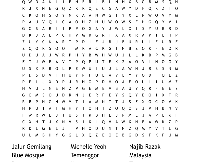 Malaysia Word Search WordMint