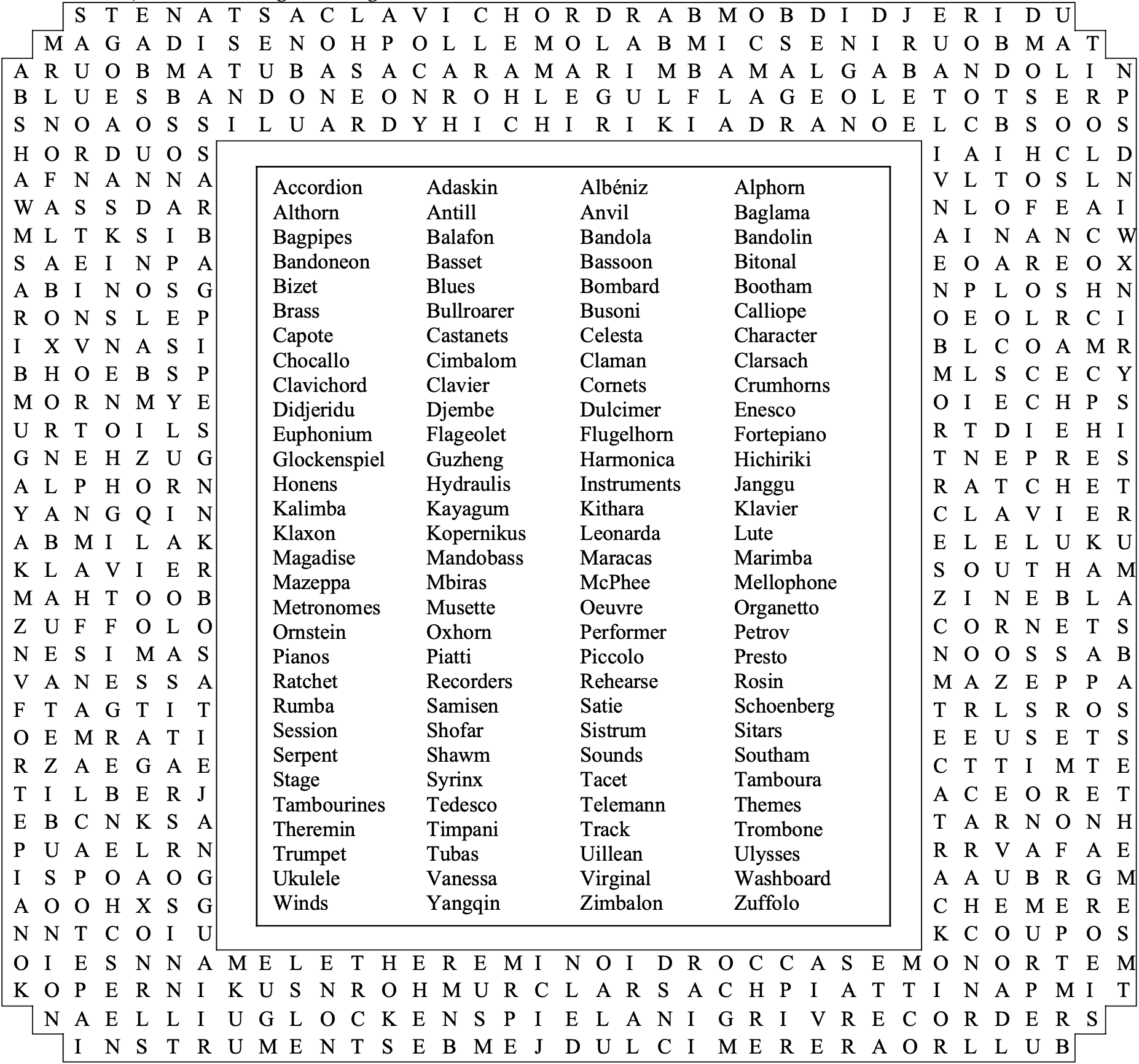 Mandobass A Classical Music Word Search Puzzle By Allan Rae