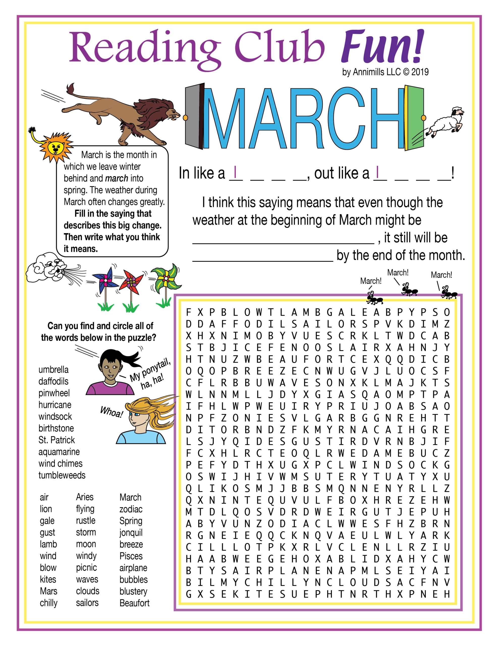 March Winds Blow Spring Printable Puzzles Made By Teachers