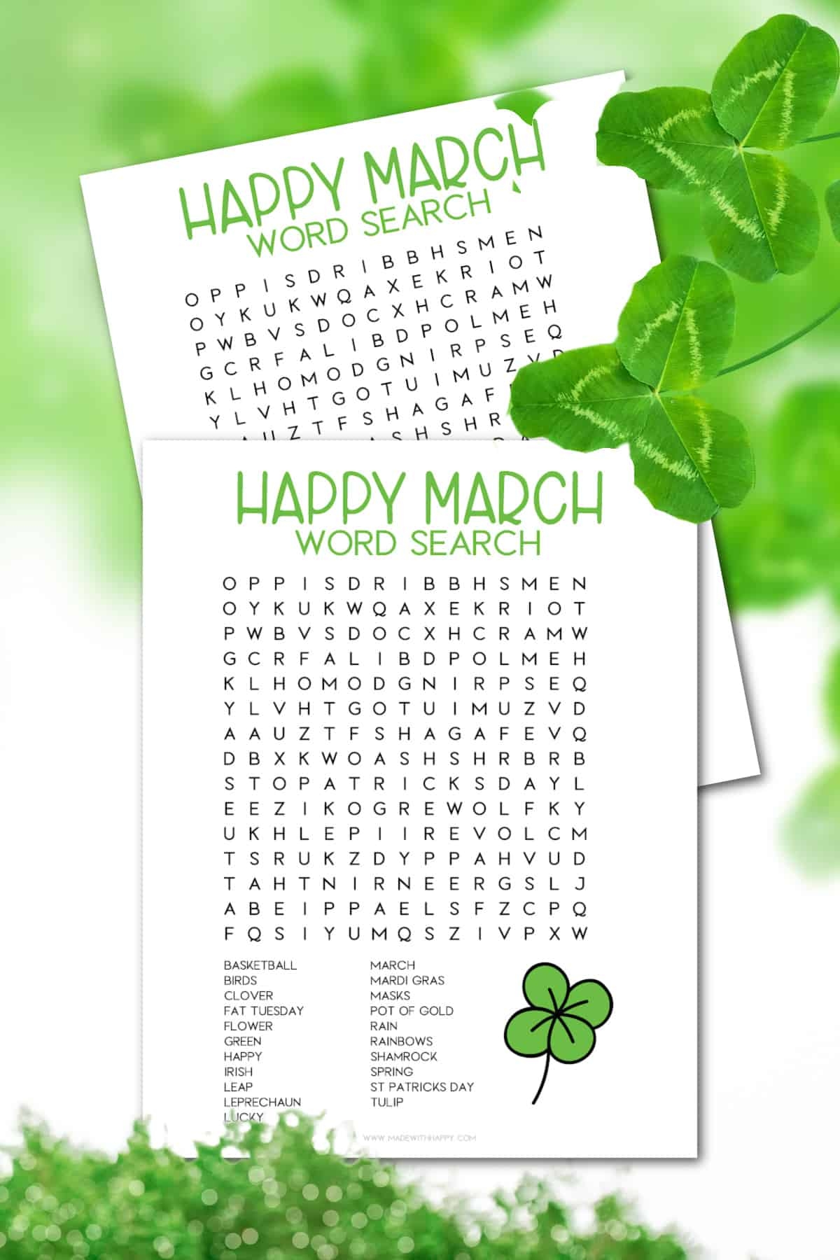 March Word Search Made With HAPPY