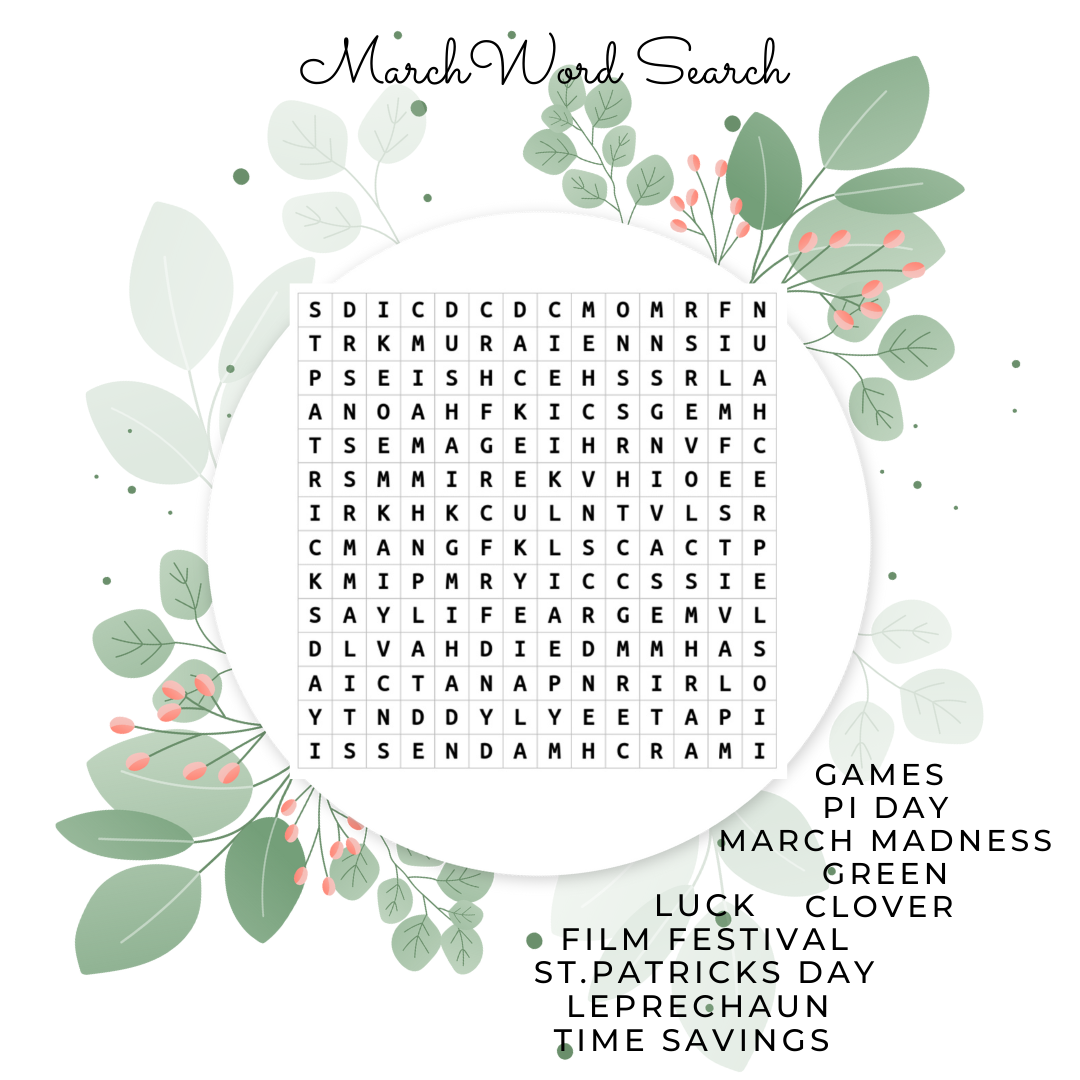 March Word Search The Kings Page Worksheets Library