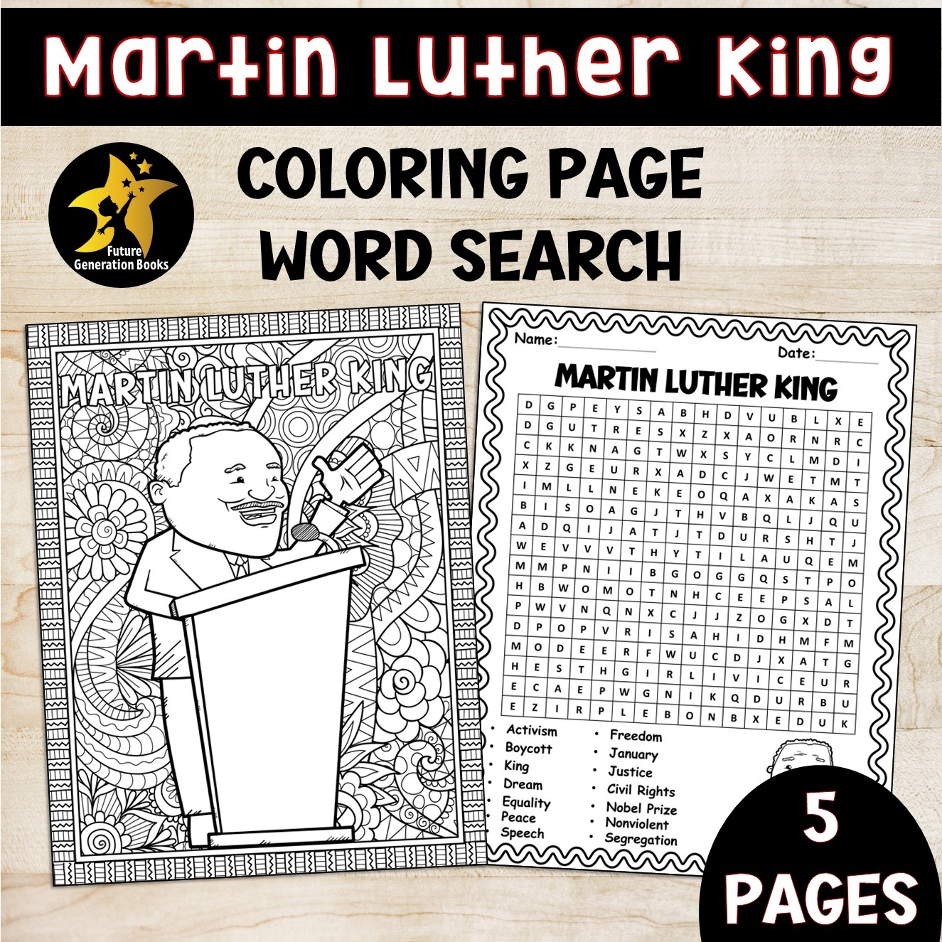 Martin Luther King Worksheets Printable Word Search