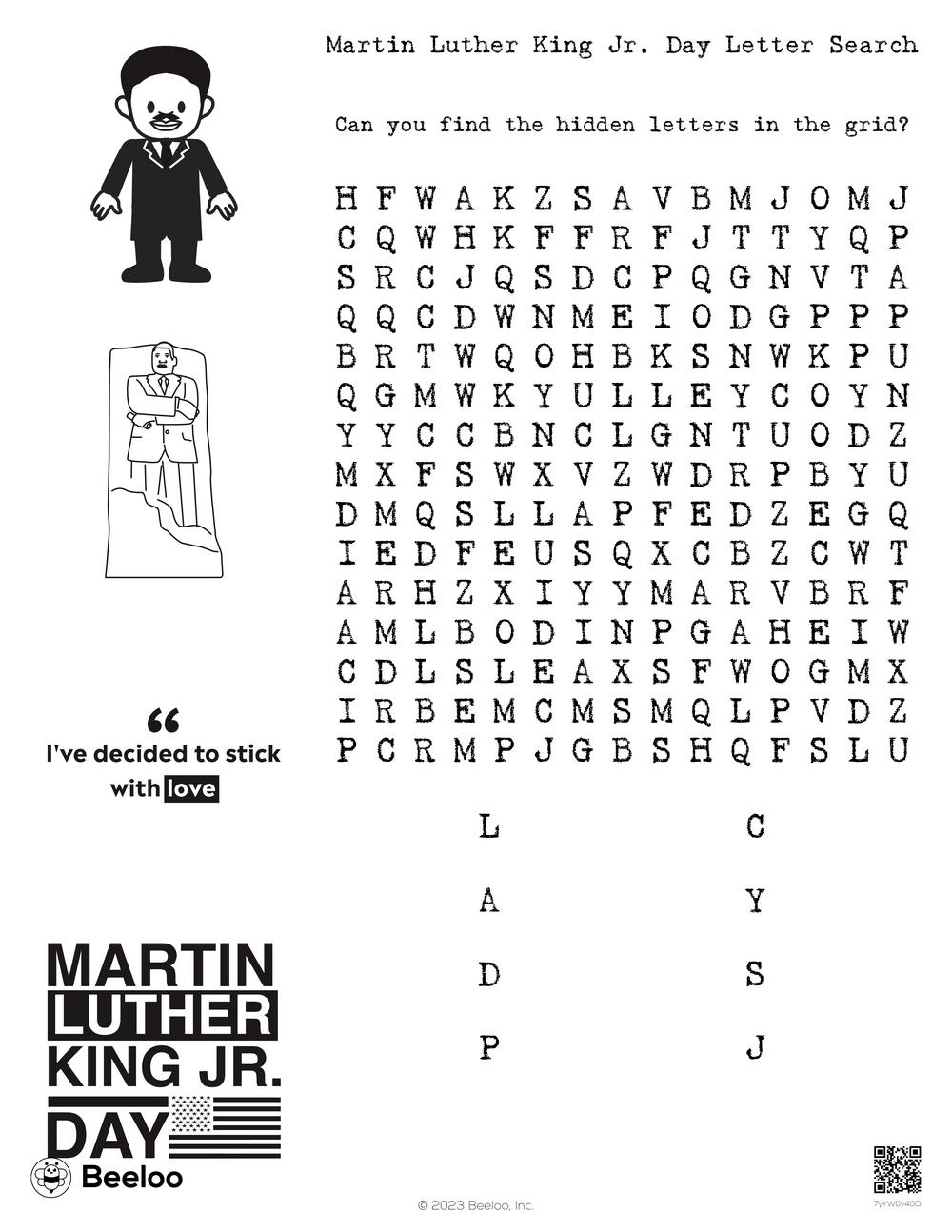 Martin Luther King Jr Day themed Word Searches Beeloo Printable Crafts And Activities For Kids