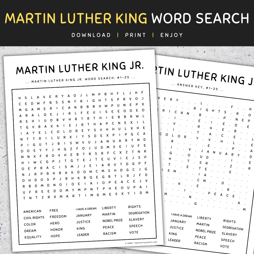 Martin Luther King Jr Word Search Puzzle Worksheet Activity Made By Teachers