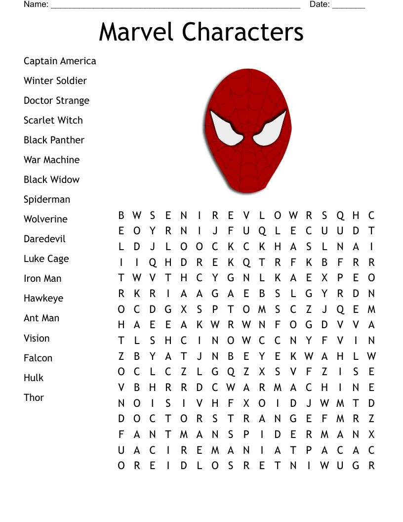 Heroes Word Search Printable