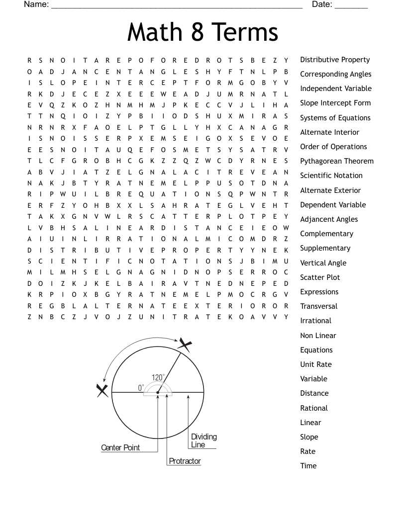 Math 8 Terms Word Search WordMint