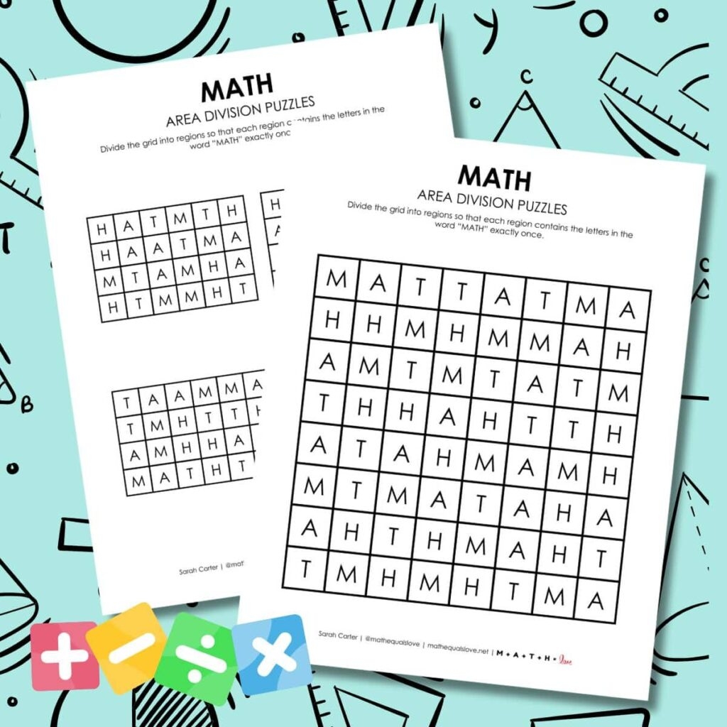 Math Area Division Logic Puzzles Math Love