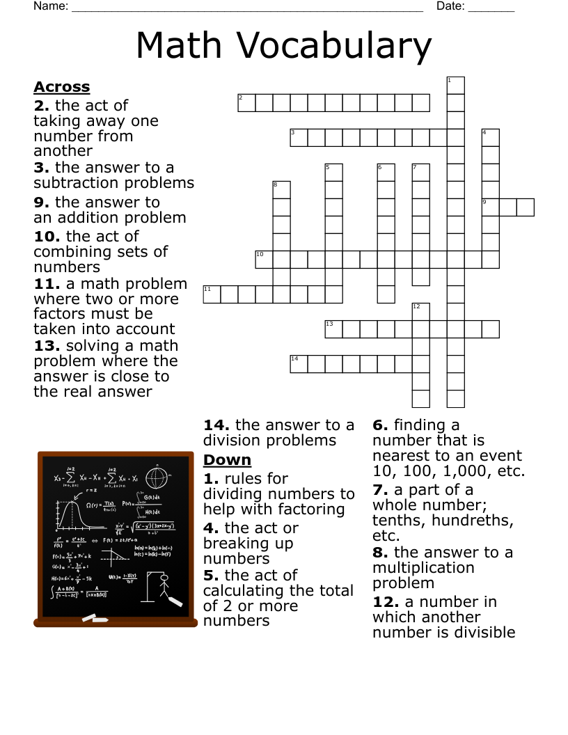 Math Words Word Search Printable