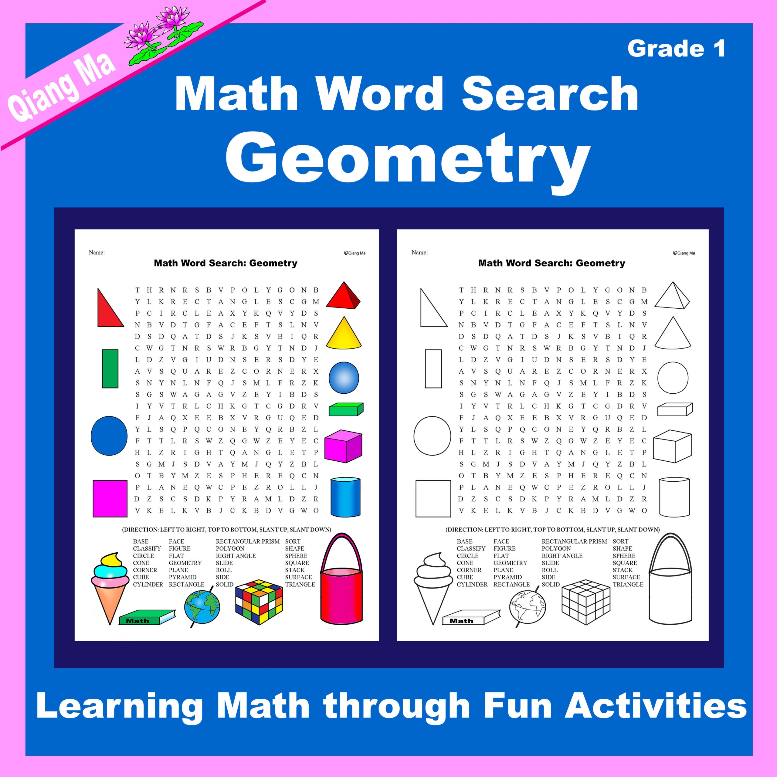Math Word Search Geometry Gr 1 Made By Teachers
