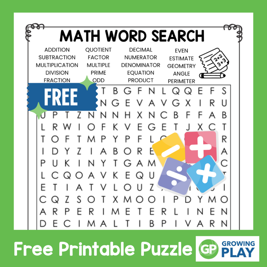Maths Word Search Printable
