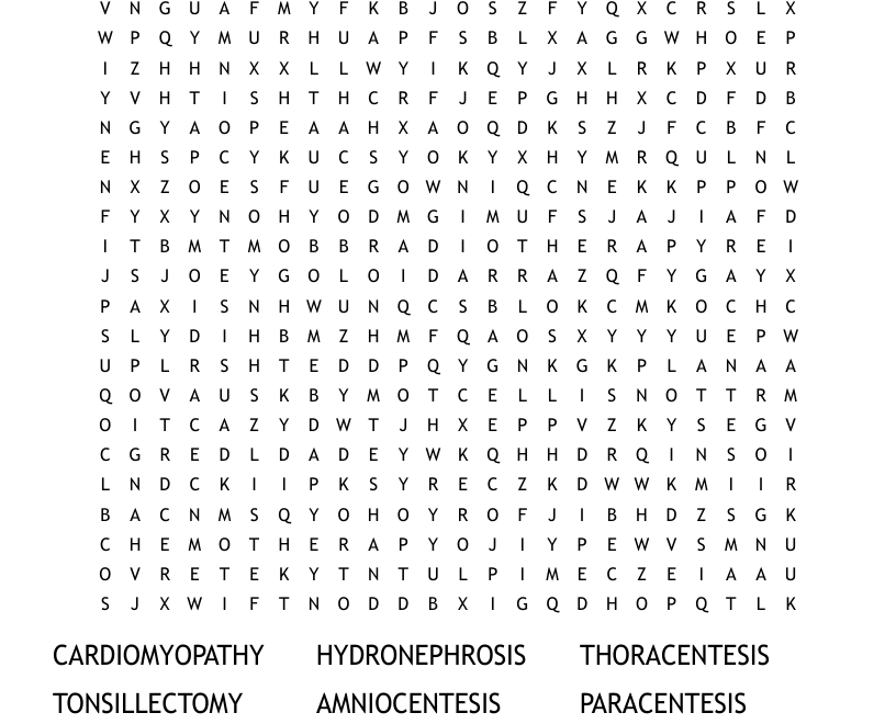 MEDICAL TERMINOLOGY Word Search WordMint