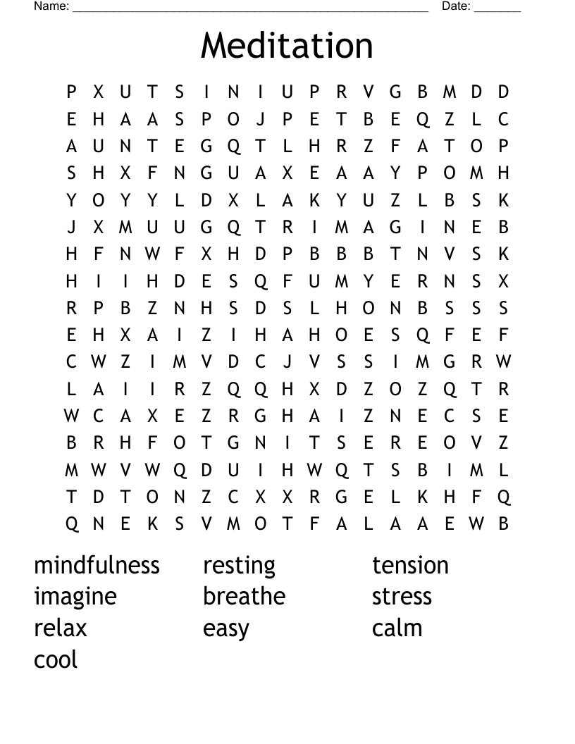 Meditation Word Search WordMint