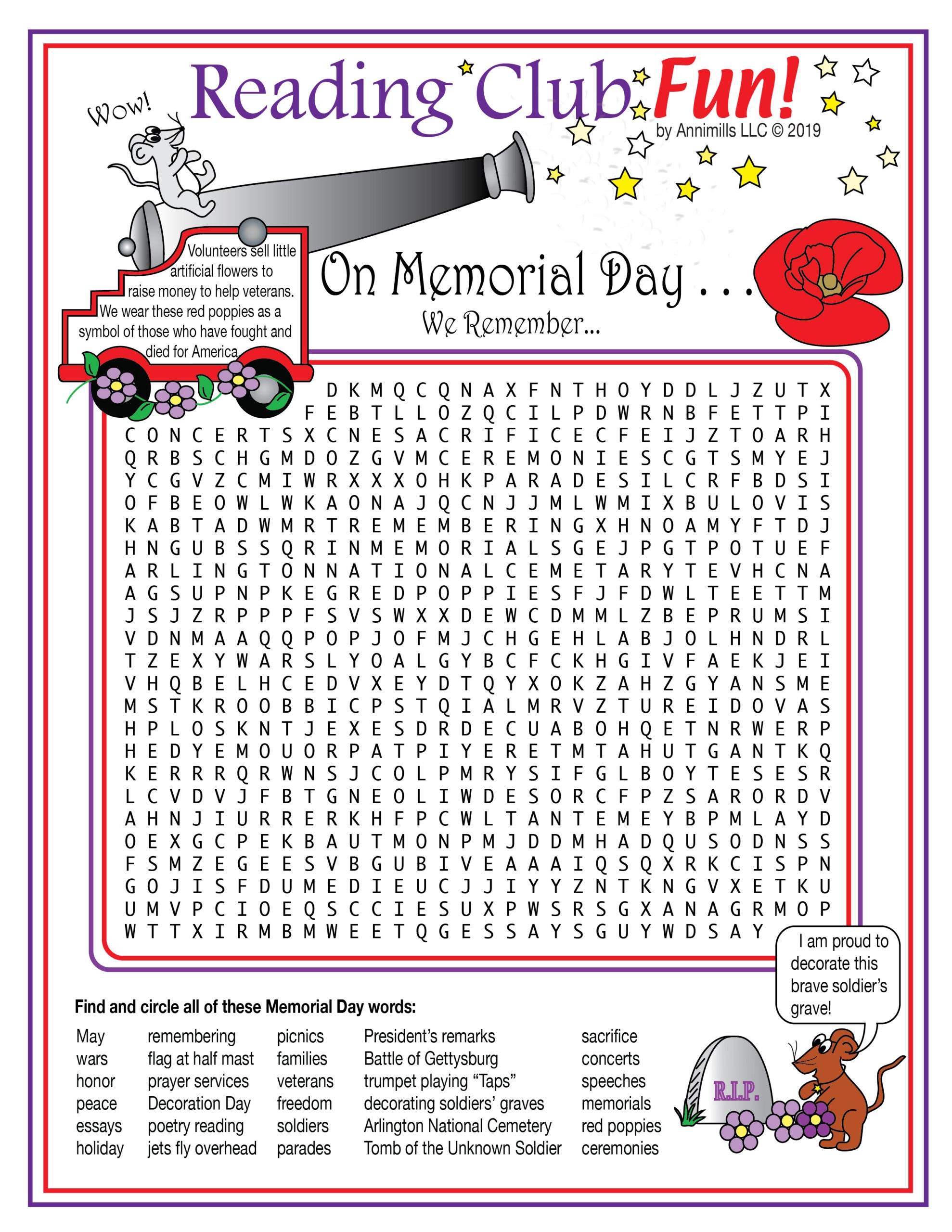 Memorial Day Printable Puzzles Two Page Activity Set Word Search Made By Teachers