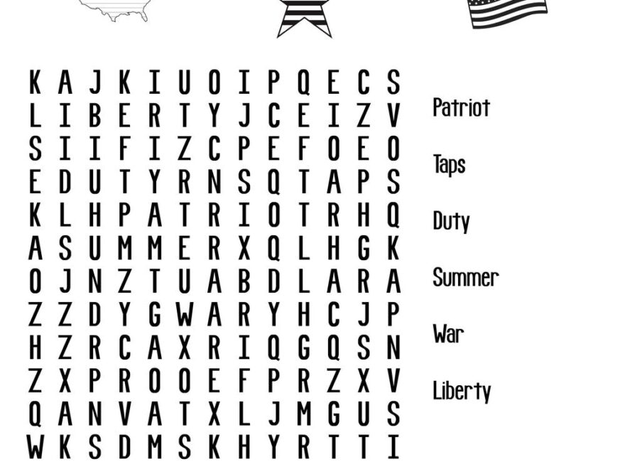 Memorial Day themed Word Searches Beeloo Printable Crafts And Activities For Kids