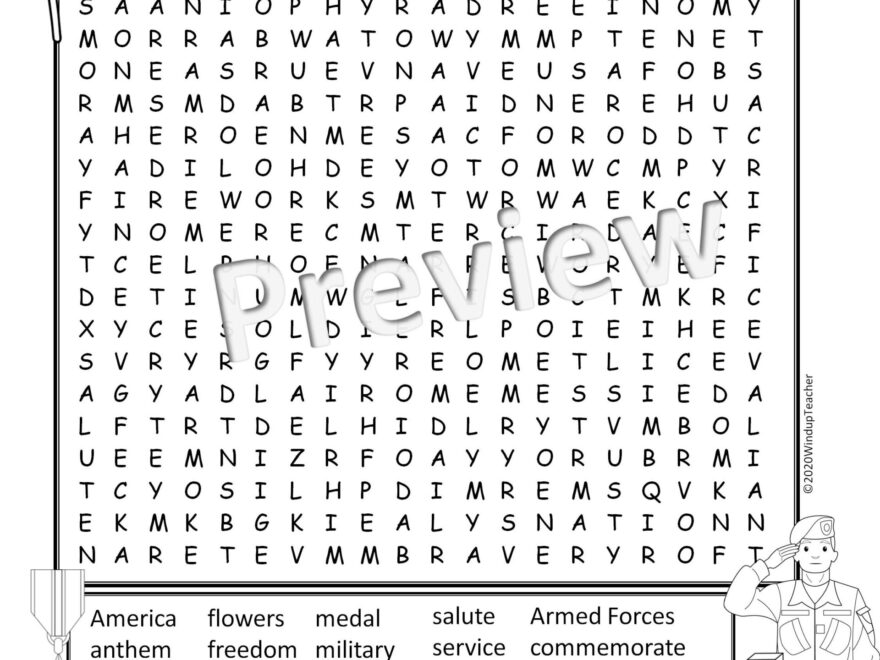 Memorial Day Word Search Activity Printable Hard For Grades 5 To Adult Classful