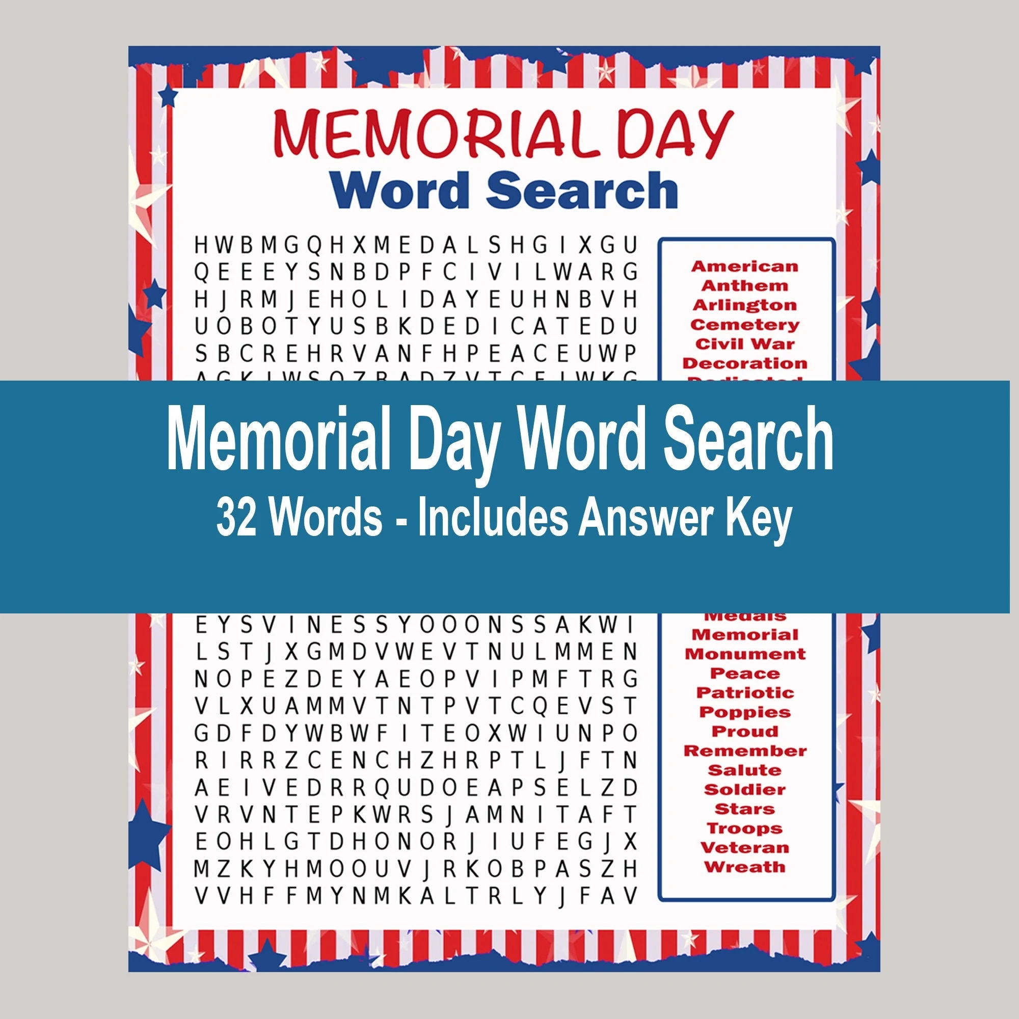 Memorial Day Word Search Patriotic Word Search Tween Memorial Day Game Kids Memorial Day Word Search Military Word Search Printables Etsy