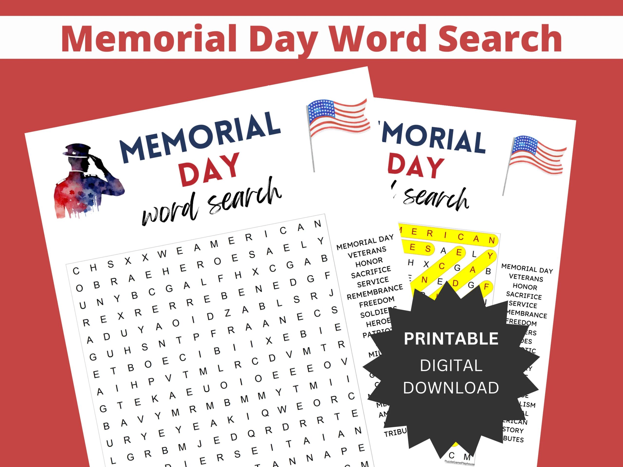 Free Printable Word Search Memorial Day