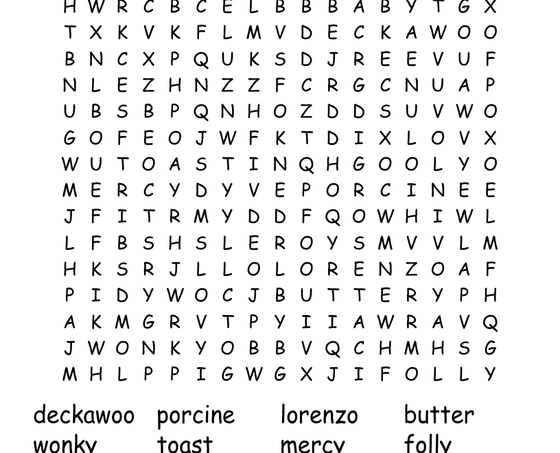 Mercy Watson Word Search WordMint