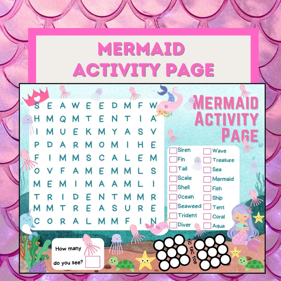 Mermaid Word Search Grade 2 Free Printable