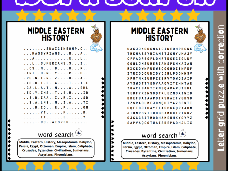 Middle Eastern History Word Search Puzzle Worksheet Activity Made By Teachers