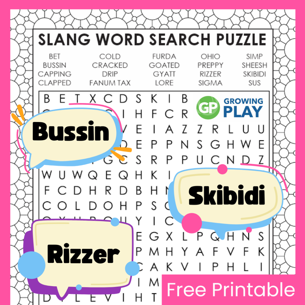 Middle School Word Search Bussin Edition 2024 Growing Play