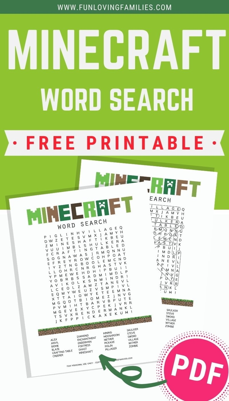 Printable Minecraft Word Search Printable Minecraft Word Search