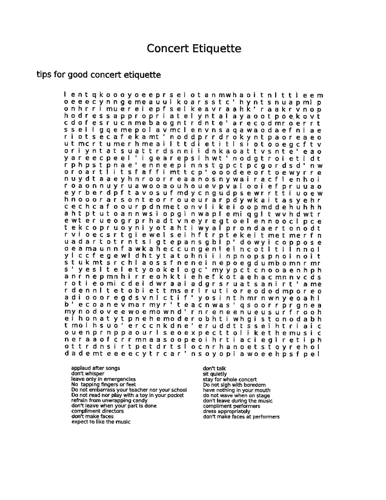 Free Printable Music Hard Word Searches