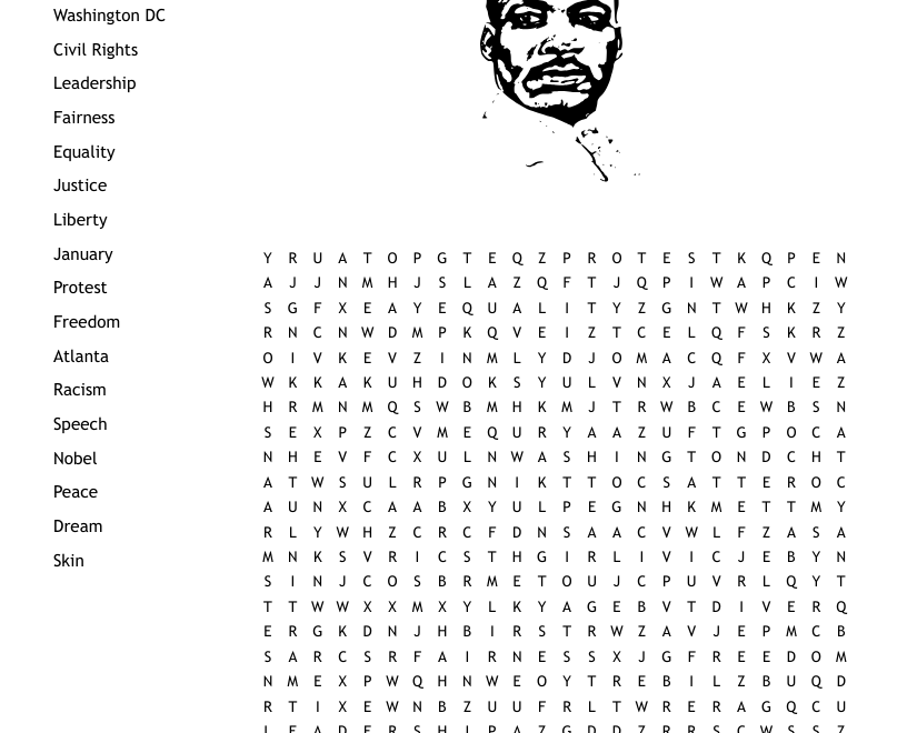 MLK Word Search WordMint